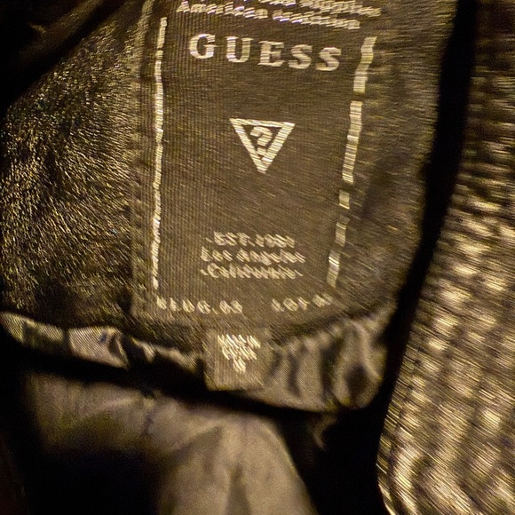 Guess Black Faux Leather Jacket with Asymmetrical Zipper and Fitted Design - Picture 7 of 7